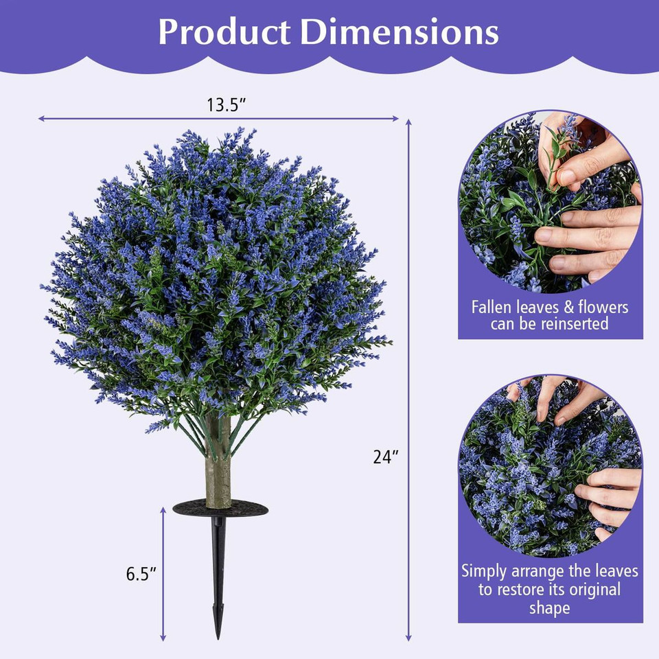 24" Artificial Lavender Topiary Ball Trees (2-Pack) product image