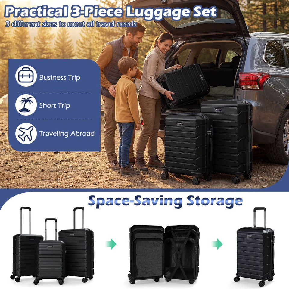 3-Piece Hardside Luggage Set with 8-Spinner Wheels and 3-Digit Lock product image