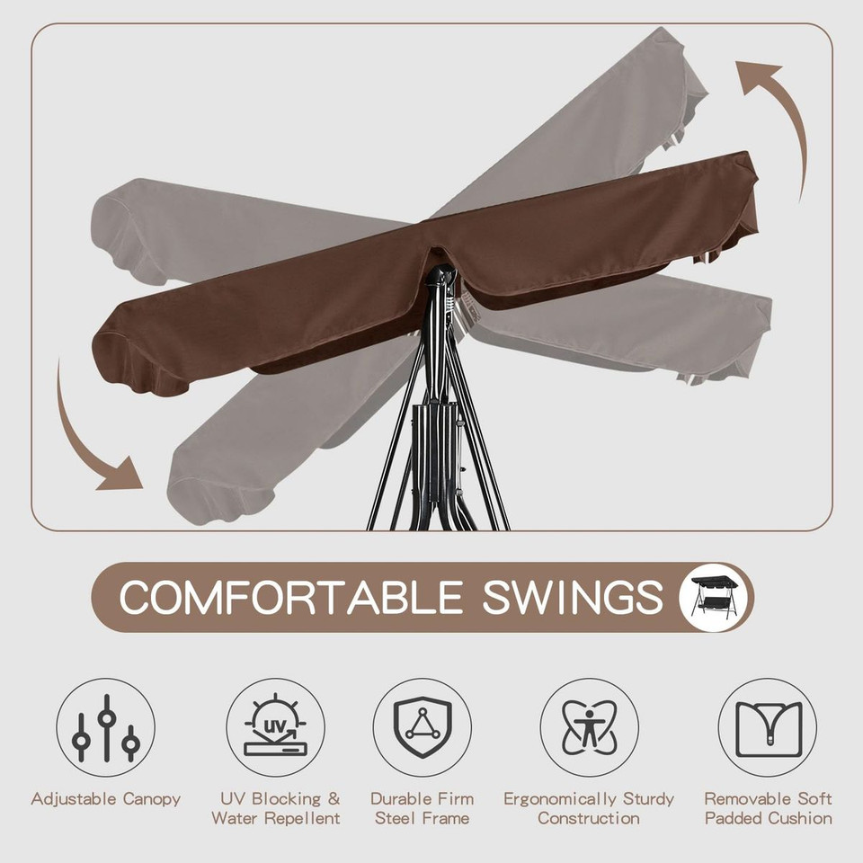 3-Seat Glider Patio Swing with Adjustable Canopy product image