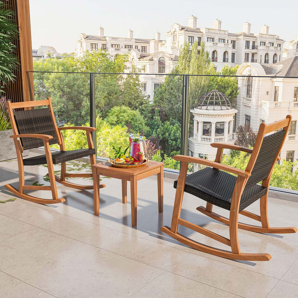 Patio Rattan Rocking Chair Set (3 Piece Set) product image