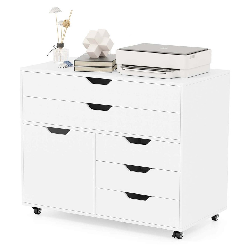 5-Drawer Rolling File Cabinet with Side Cabinet product image