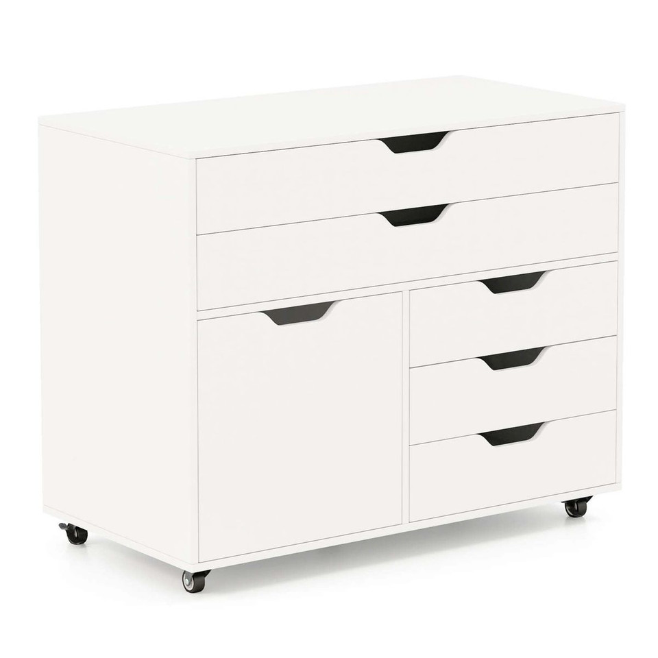 5-Drawer Rolling File Cabinet with Side Cabinet product image
