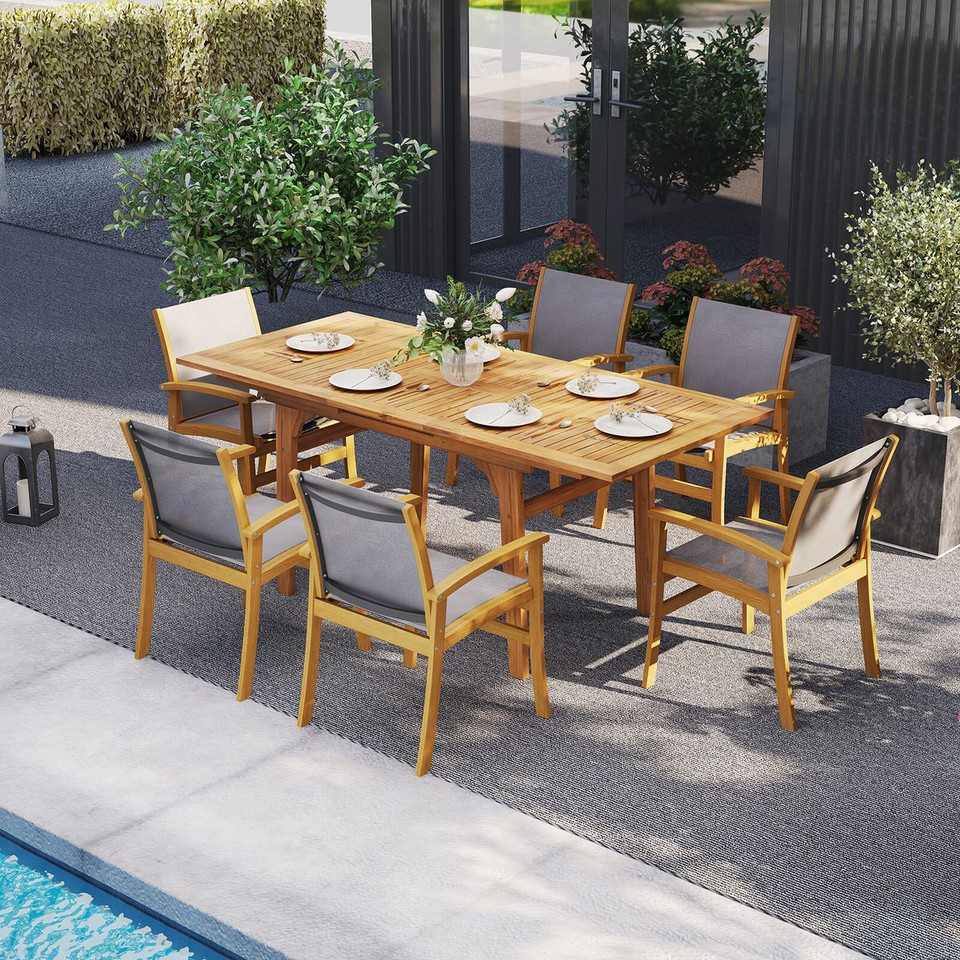 9-Piece Acacia Wood Outdoor Dining Set with Umbrella Hole product image