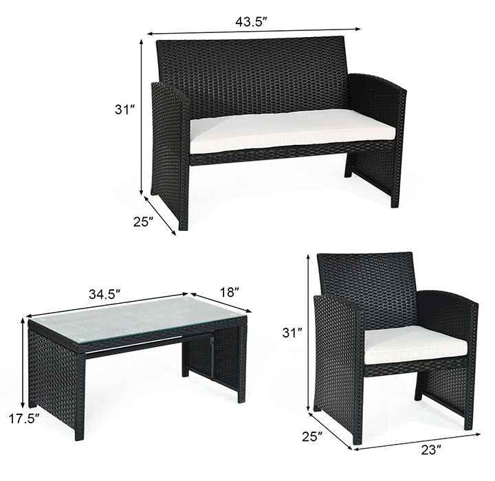 Rattan Outdoor 4-Piece Patio Furniture Set product image