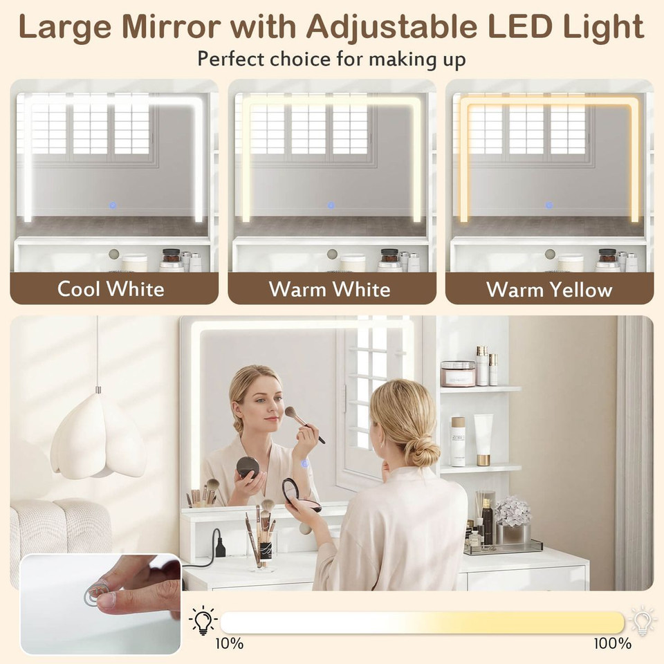 Modern Vanity Desk with Charging Station 3 Light Modes product image