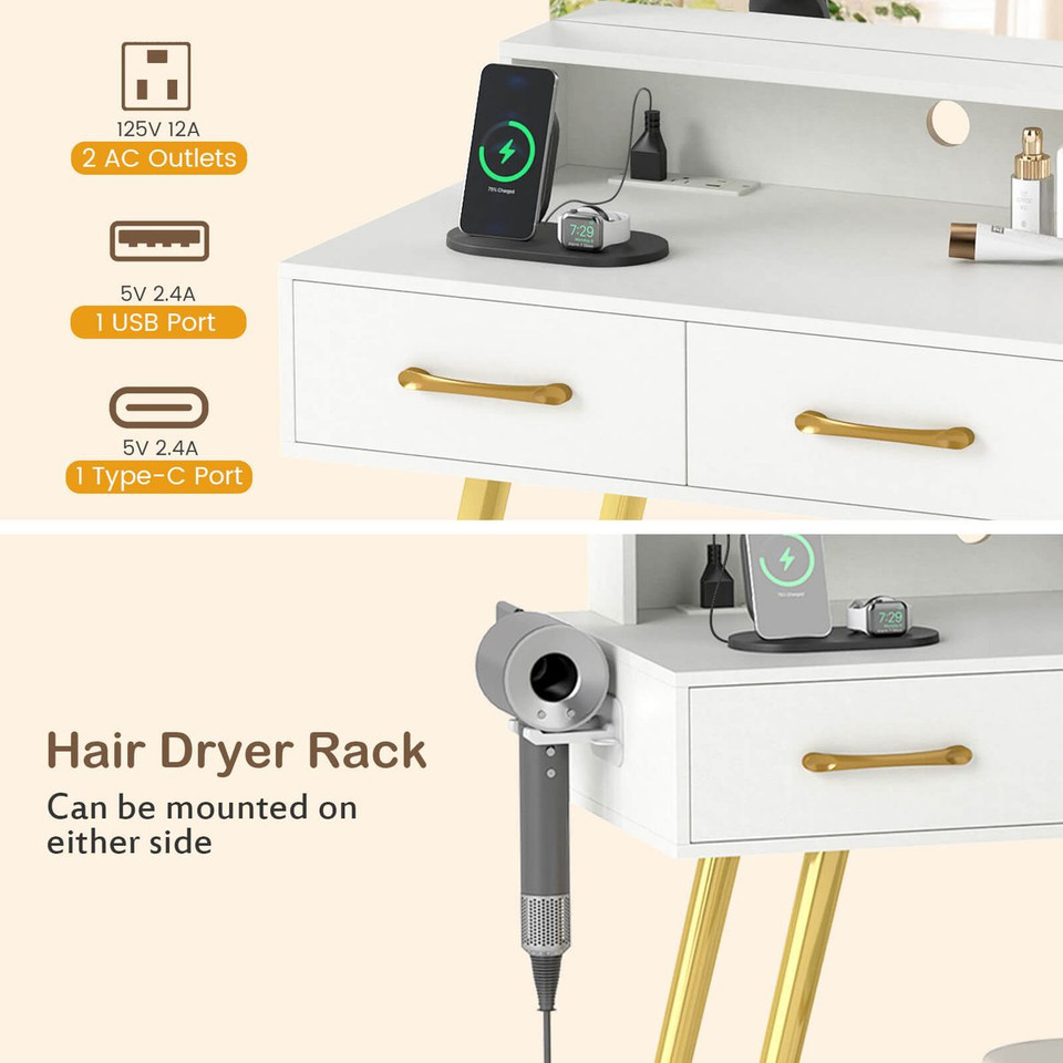 Modern Vanity Desk with Charging Station 3 Light Modes product image