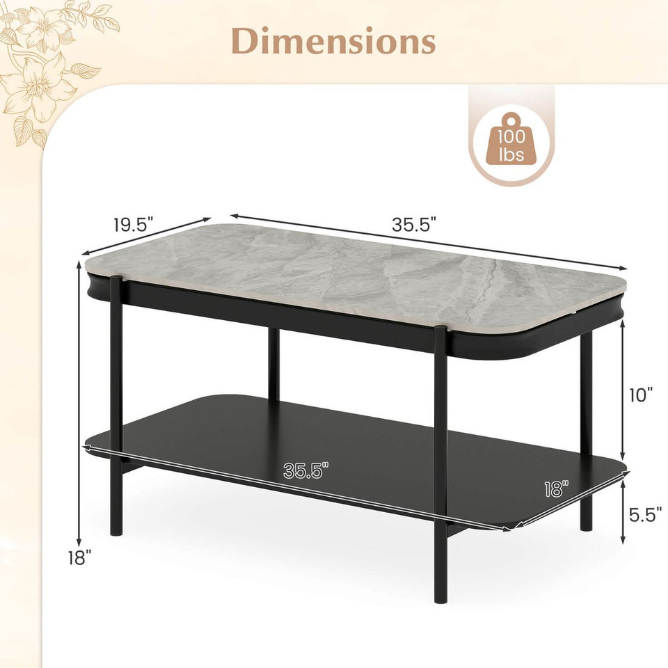 2-Tier Center Table with Shelves product image