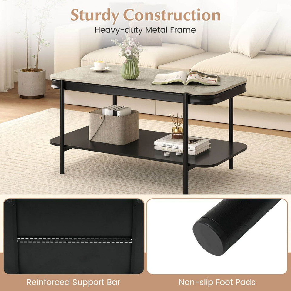 2-Tier Center Table with Shelves product image