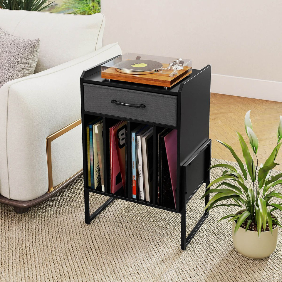 Record Player Turntable Stand with 4 Vinyl Compartments product image