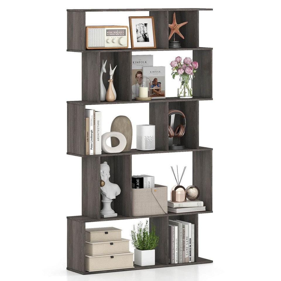 5-Tier Geometric Bookshelf with Open Shelves product image