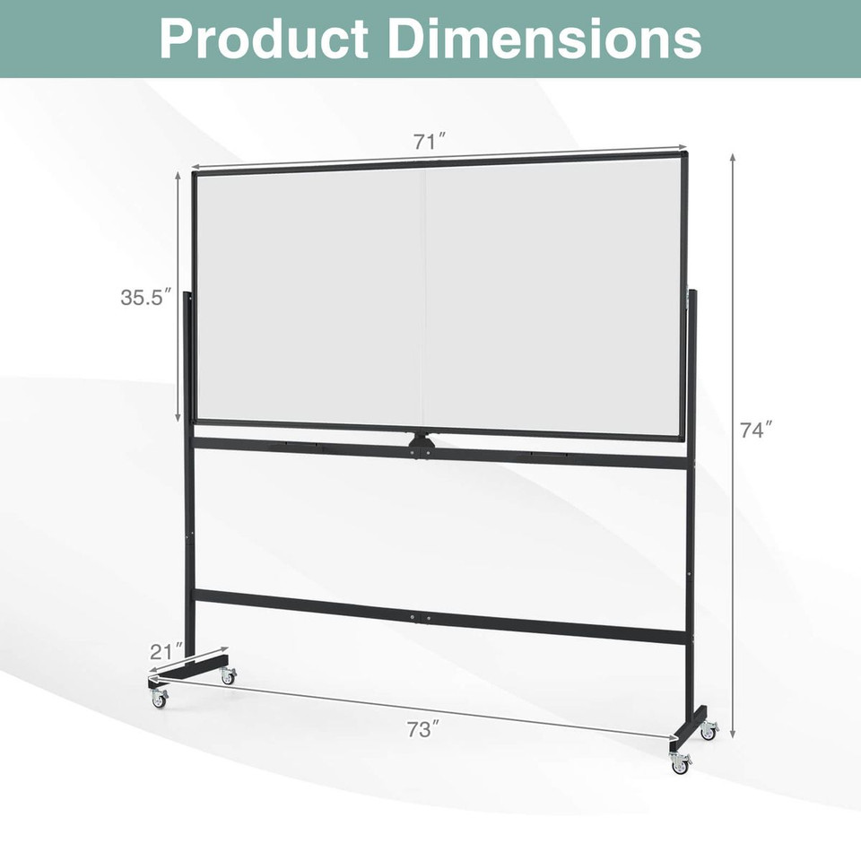 72" x 36" Double-Sided Magnetic Whiteboard with 360° Rotating Design  product image