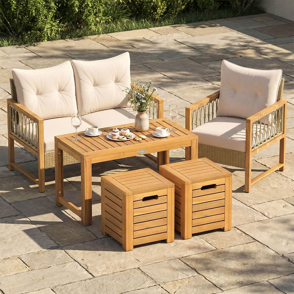 Patio Rectangular Table and Stools (3 Piece Set) product image