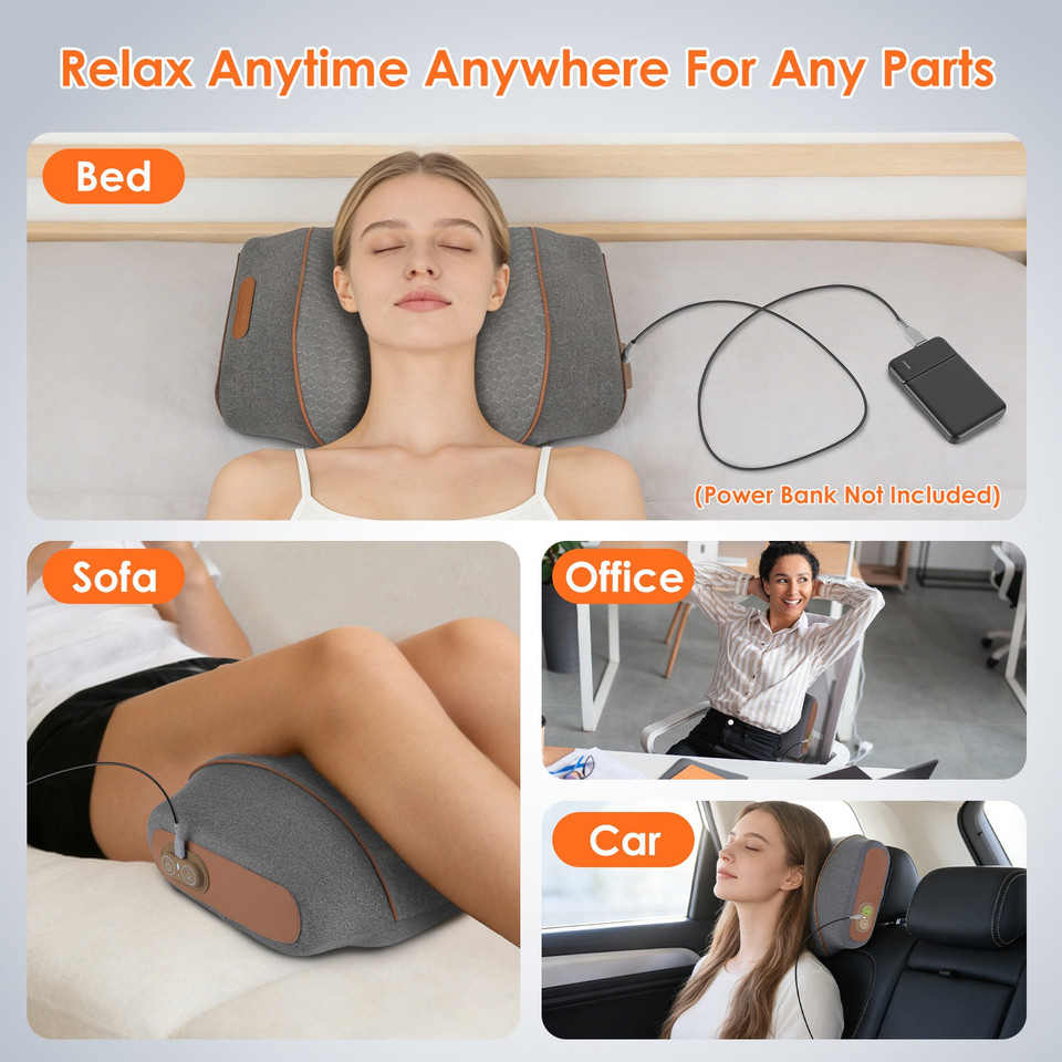 3-in-1 Heated Neck Massage Pillow with Eye Mask product image
