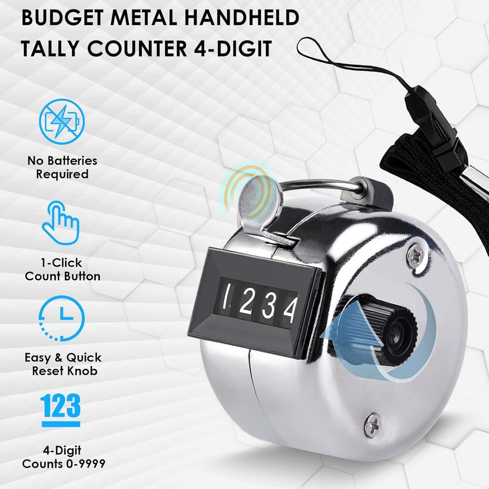 Metal 4-Digit Hand Tally Counter Clicker product image