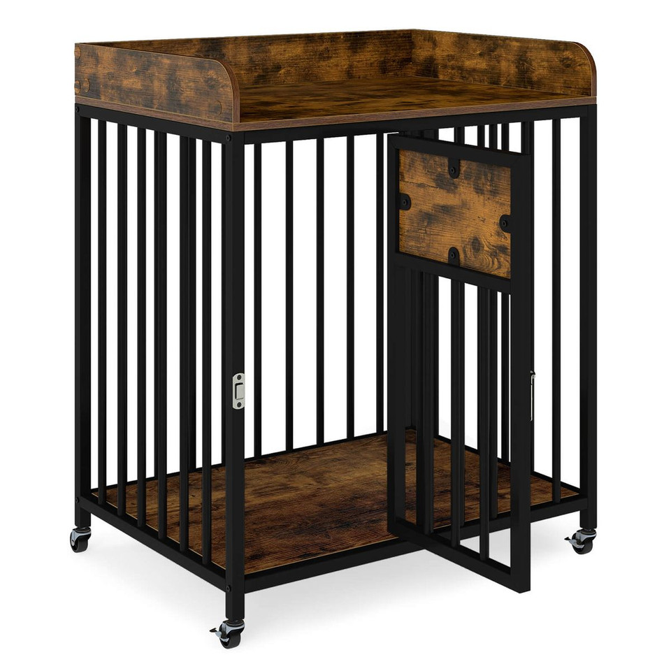Dog Crate Furniture with Protective Guardrails and Lockable Door product image