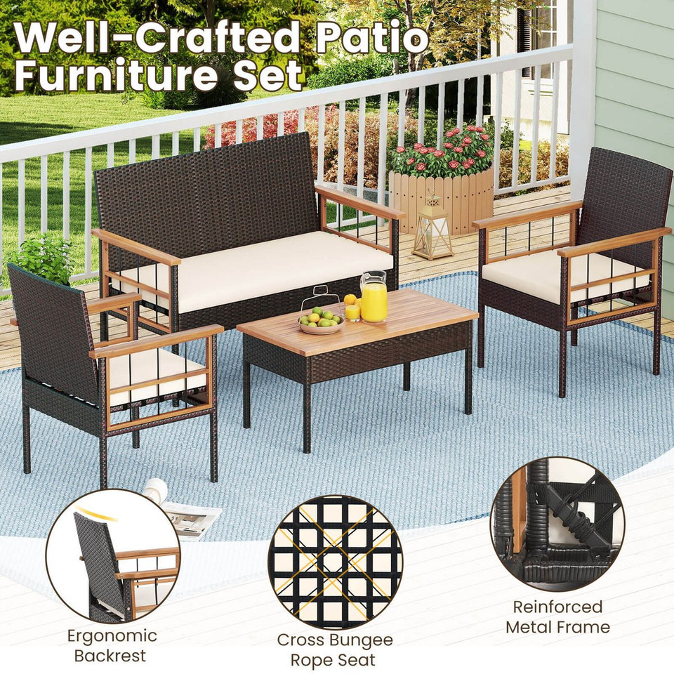 8-Piece Wicker Furniture Set with Coffee Table product image