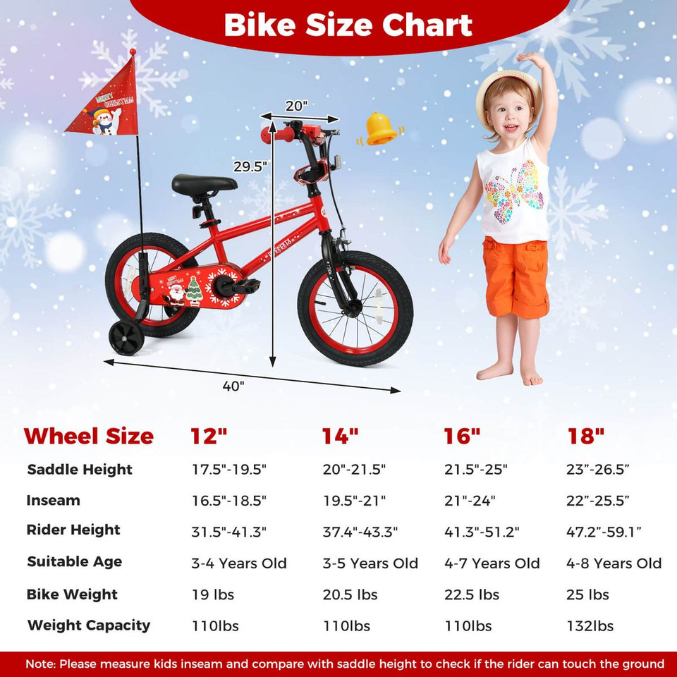 Kids Bicycle with Training Wheels and Adjustable Seat product image