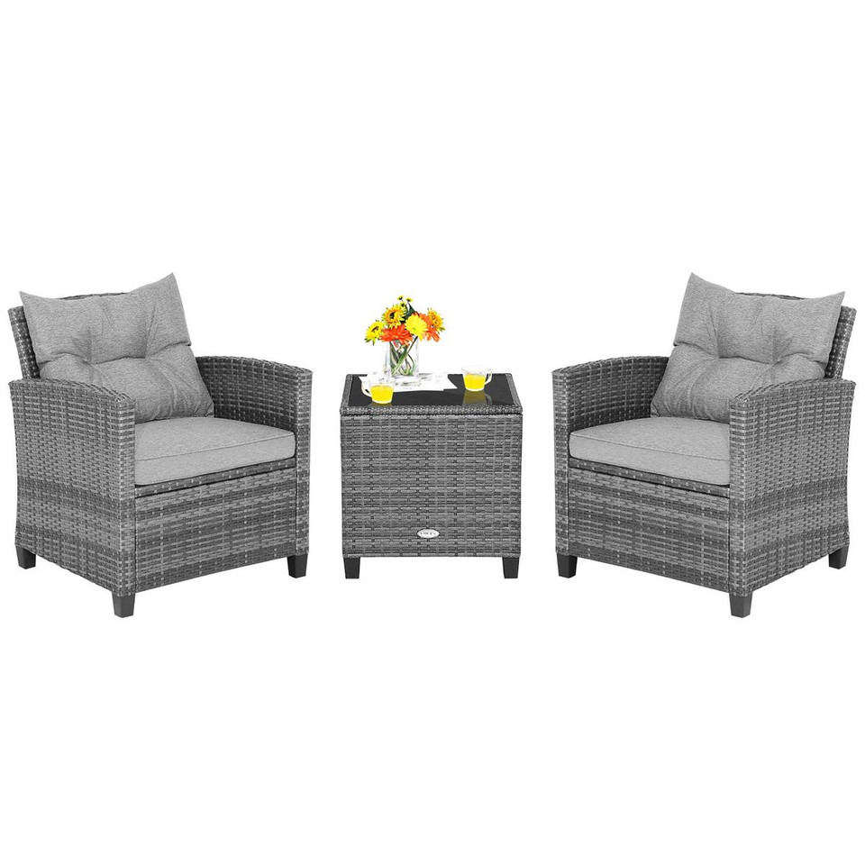 Patio Rattan Furniture Bistro Set (3 Pieces) product image