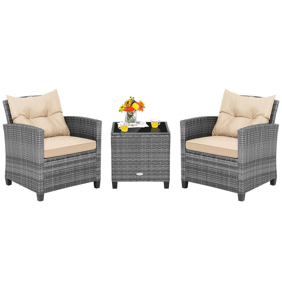 Patio Rattan Furniture Bistro Set (3 Pieces) product image