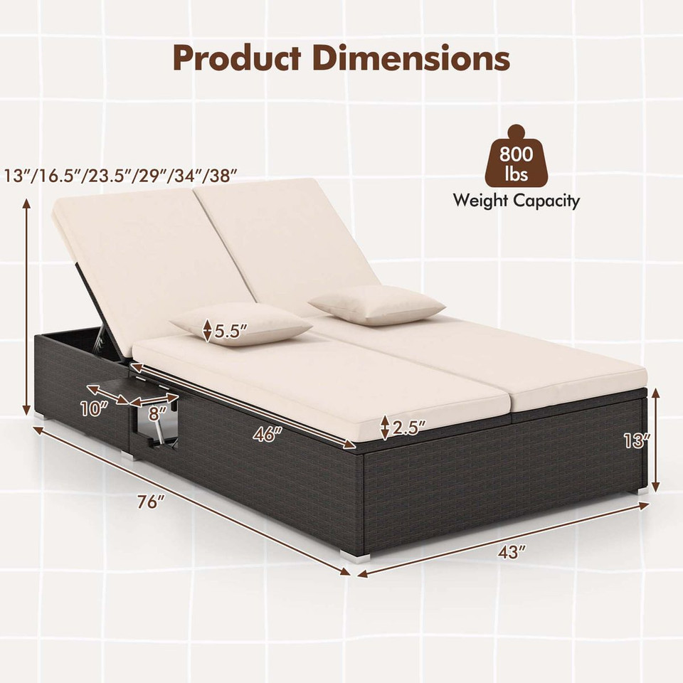 Outdoor Patio Daybed with 6-Level Adjustable Backrest product image
