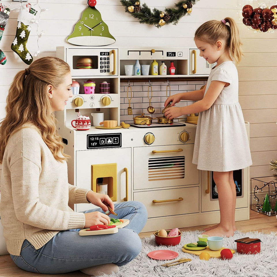 Kids Kitchen Play Set with Interactive Stoves and Accessories product image