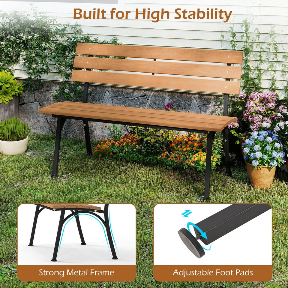 Acacia  Wood Patio Loveseat with Slatted Seat product image