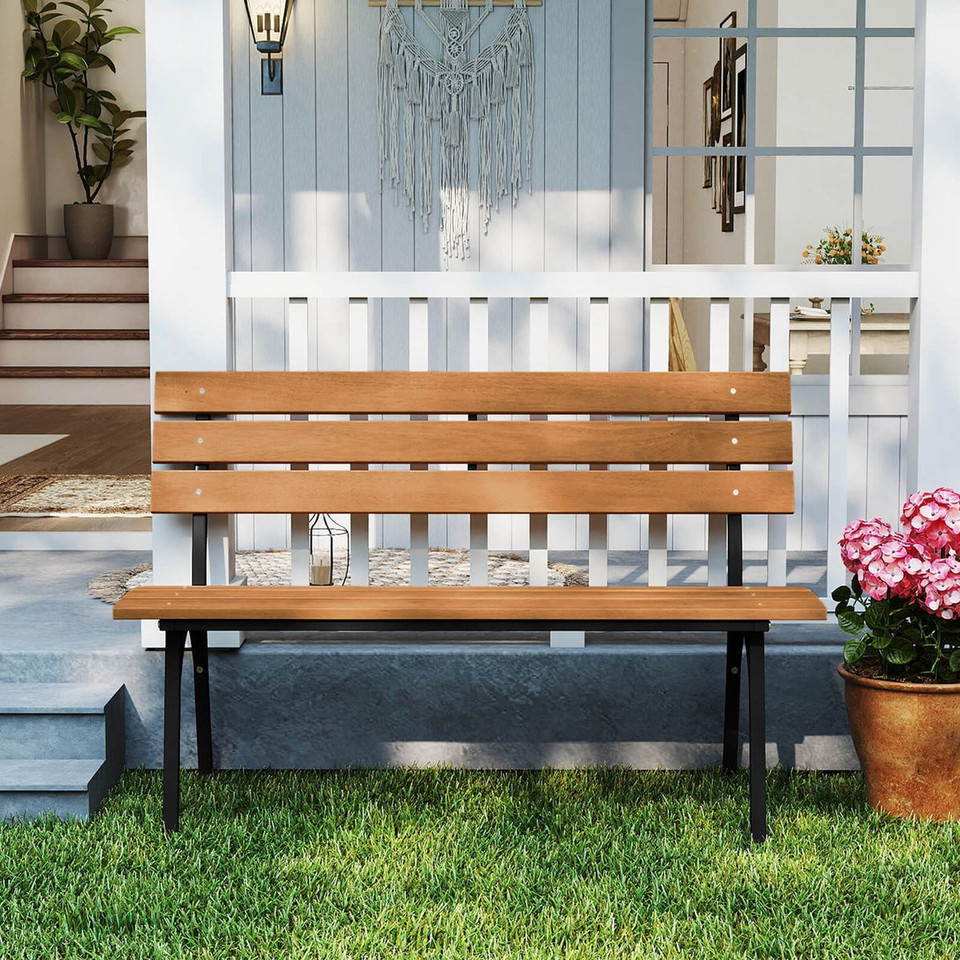 Acacia  Wood Patio Loveseat with Slatted Seat product image
