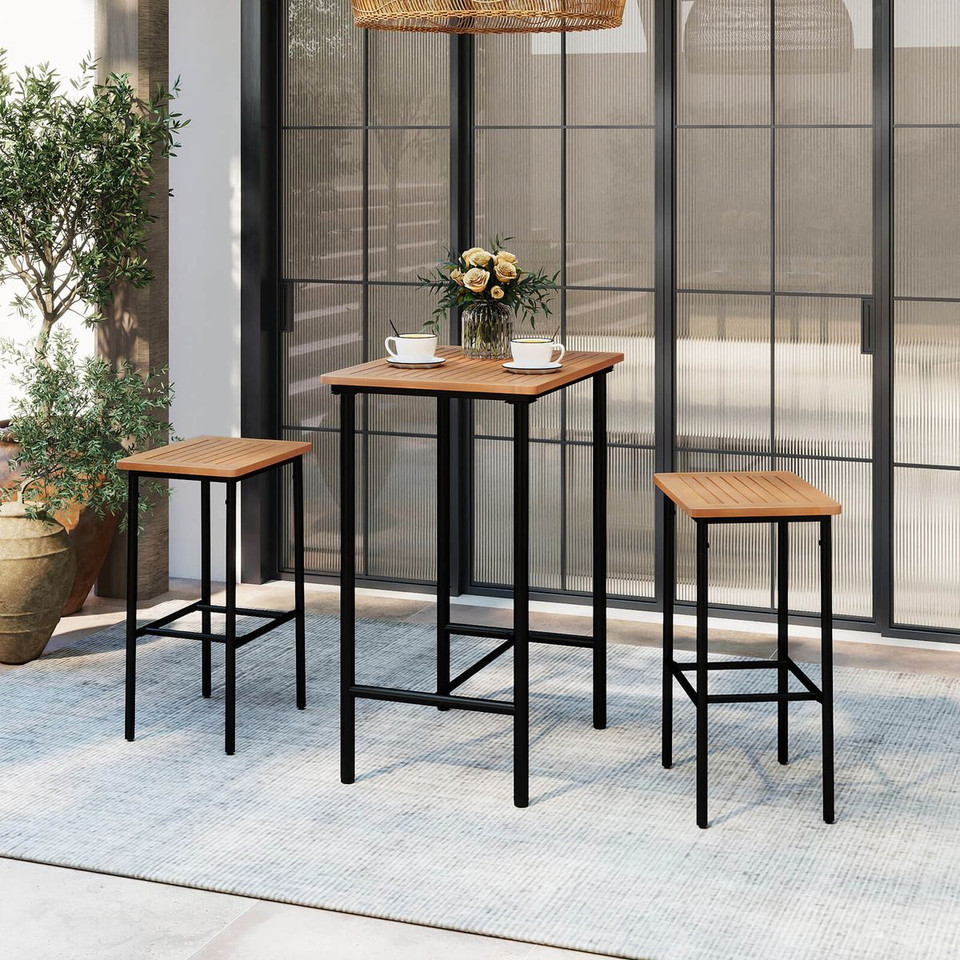 3-Piece Acacia Wood Patio Bar Set product image