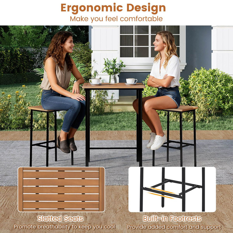 3-Piece Acacia Wood Patio Bar Set product image