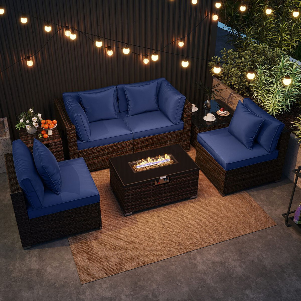 7-Piece Patio Furniture Set with 40,000 BTU Gas Fire Pit Table product image