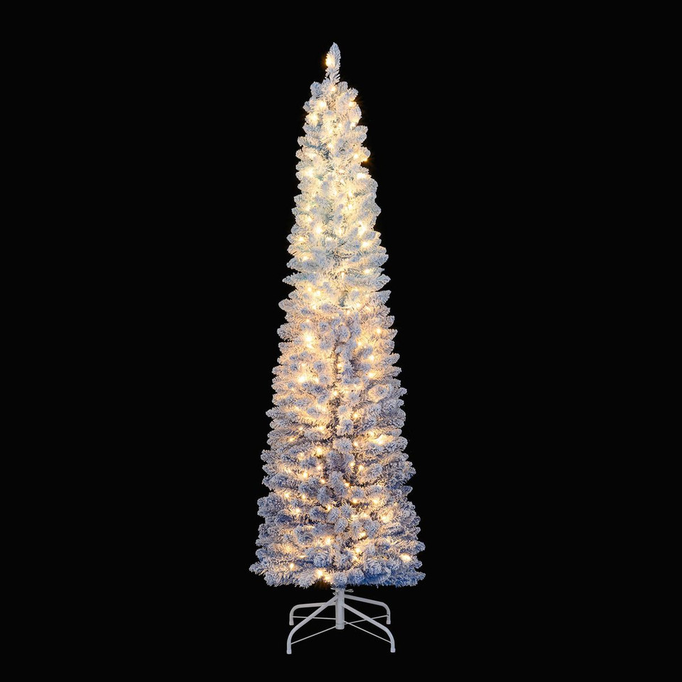 Snow-Flocked Christmas Tree with Warm White LED Lights  product image