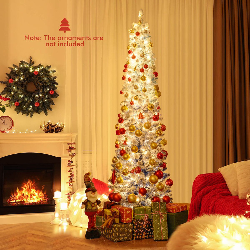 Snow-Flocked Christmas Tree with Warm White LED Lights  product image