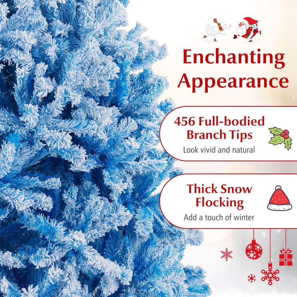 Pink and Blue Artificial Christmas Tree with Flocked Branch Tips product image