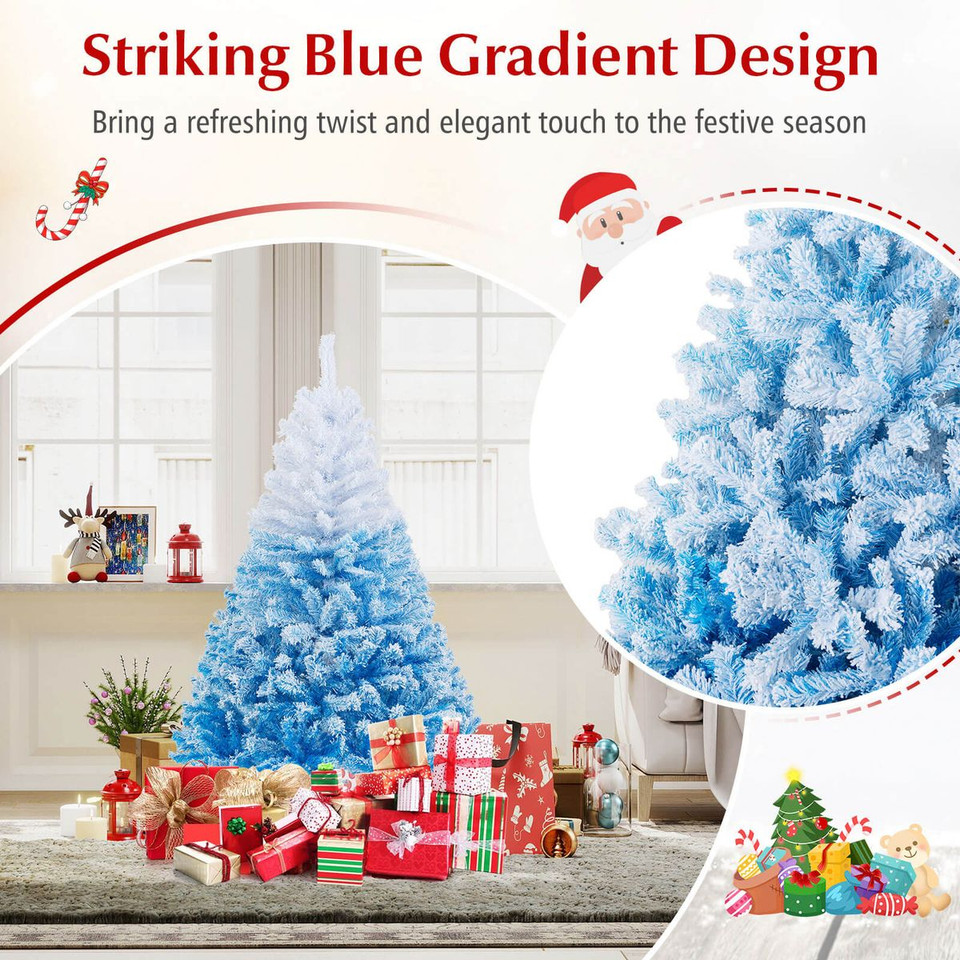 Pink and Blue Artificial Christmas Tree with Flocked Branch Tips product image