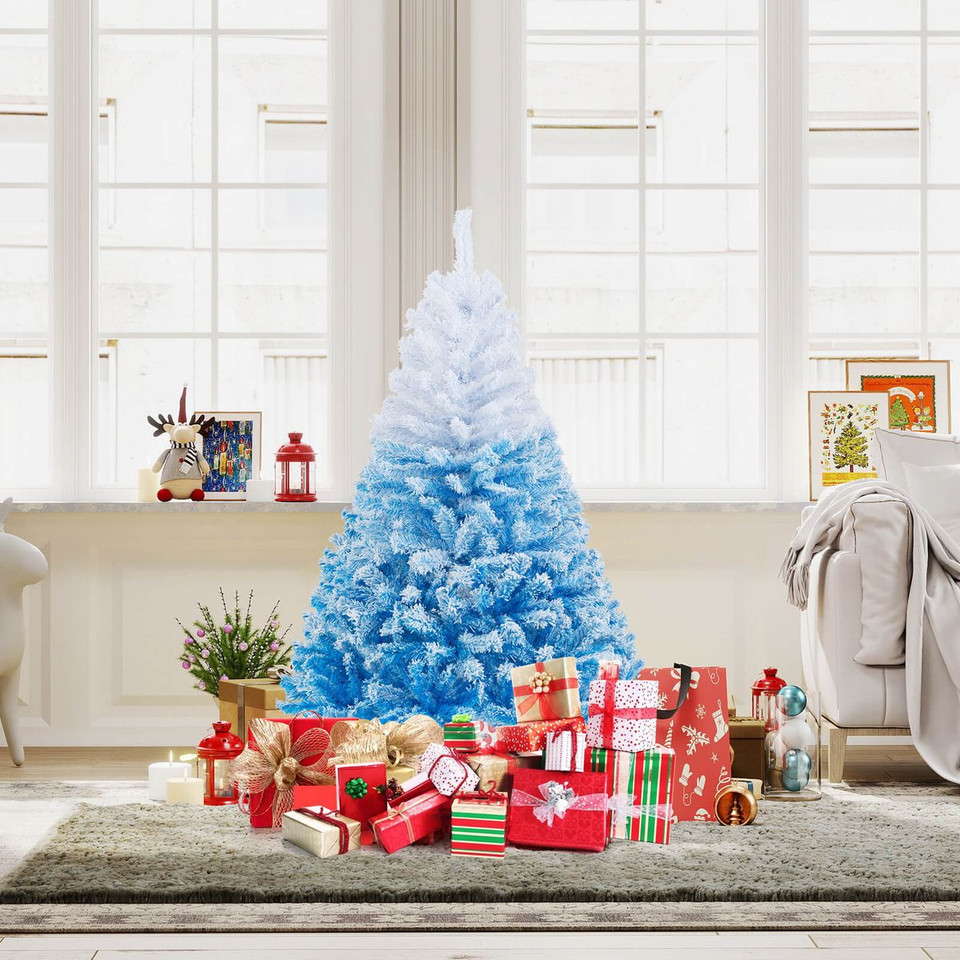 Pink and Blue Artificial Christmas Tree with Flocked Branch Tips product image