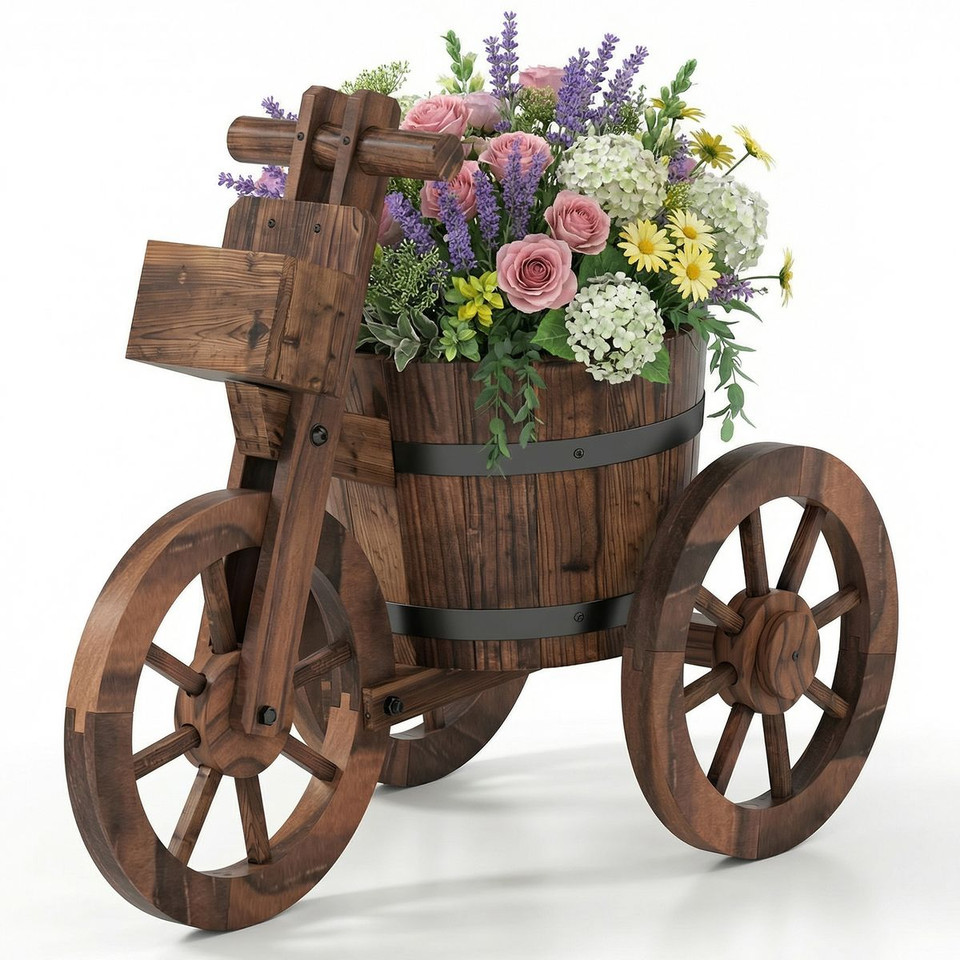 Rustic Wood Tricycle Planter (1- or 2-Pack) product image
