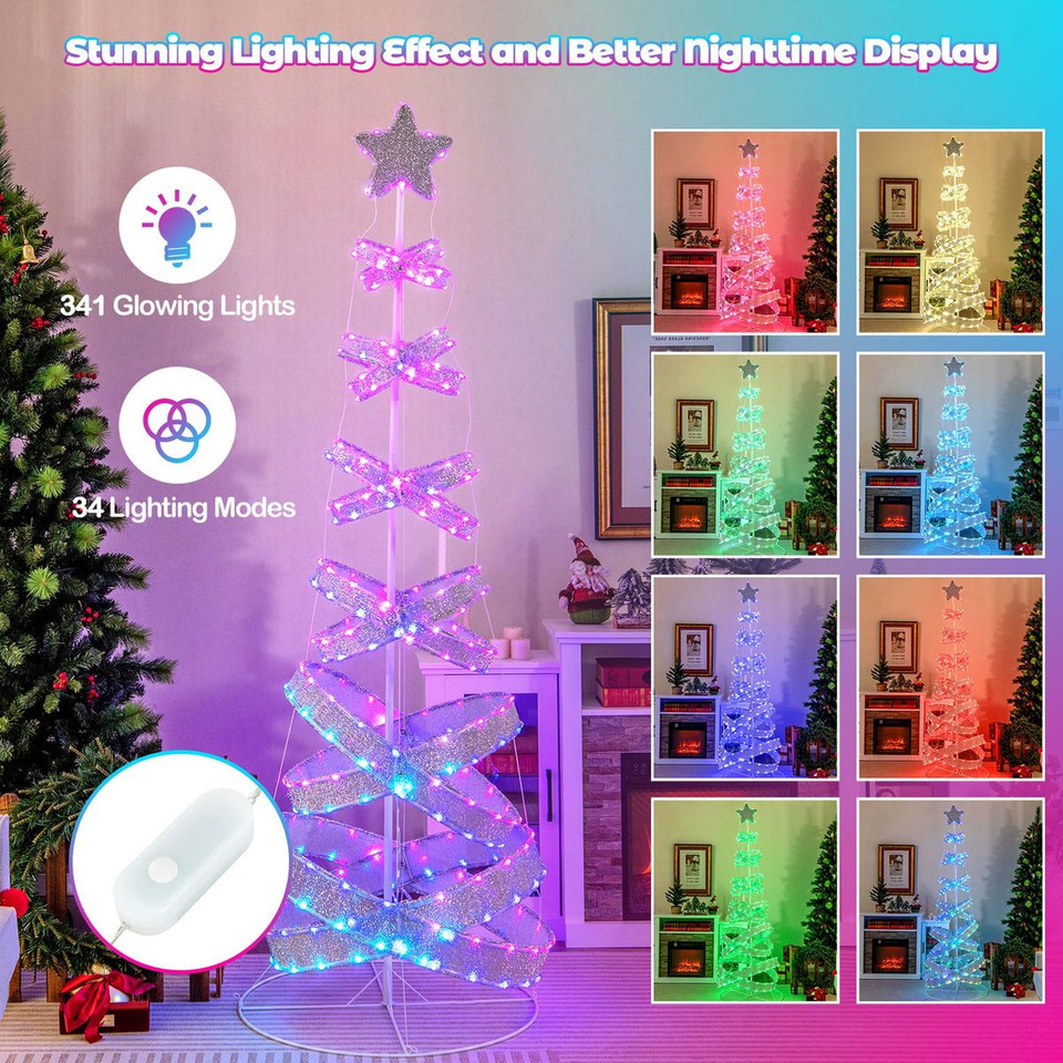 7ft Outdoor Spiral Pre-Lit Christmas Tree with LED Lights product image