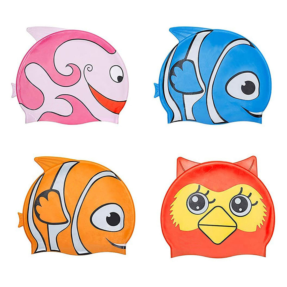 Kids' Waterproof Silicone Swimming & Bathing Caps (1- to 2-Pack) product image