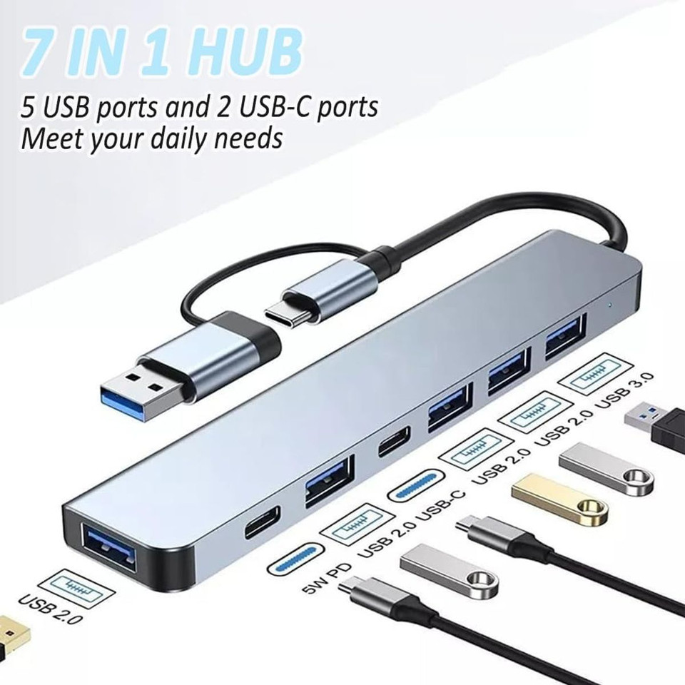 7-in-1 Aluminum USB C & USB Hub (2-Pack) product image
