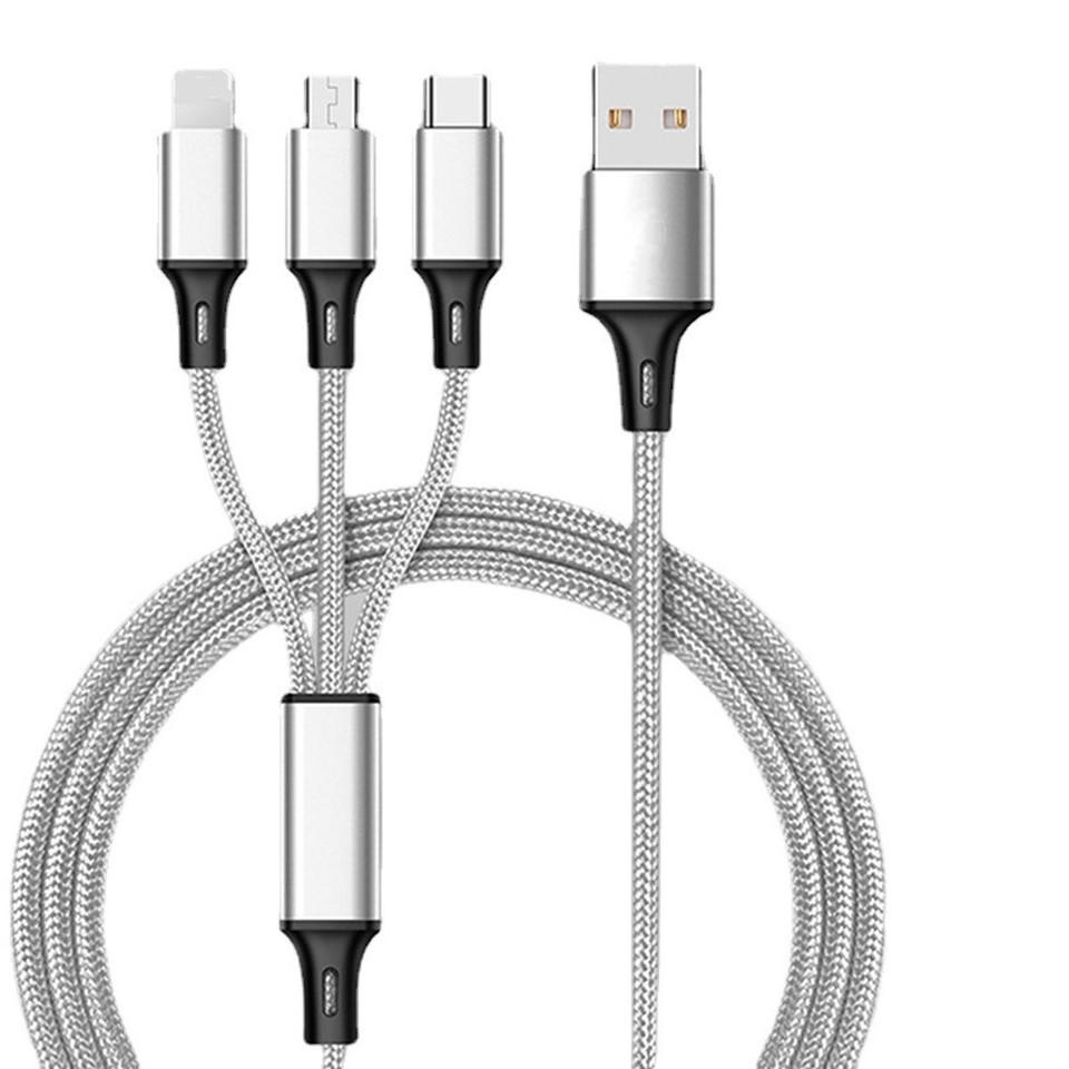 3-in-1 USB Nylon Braided Fast Charger Cable product image