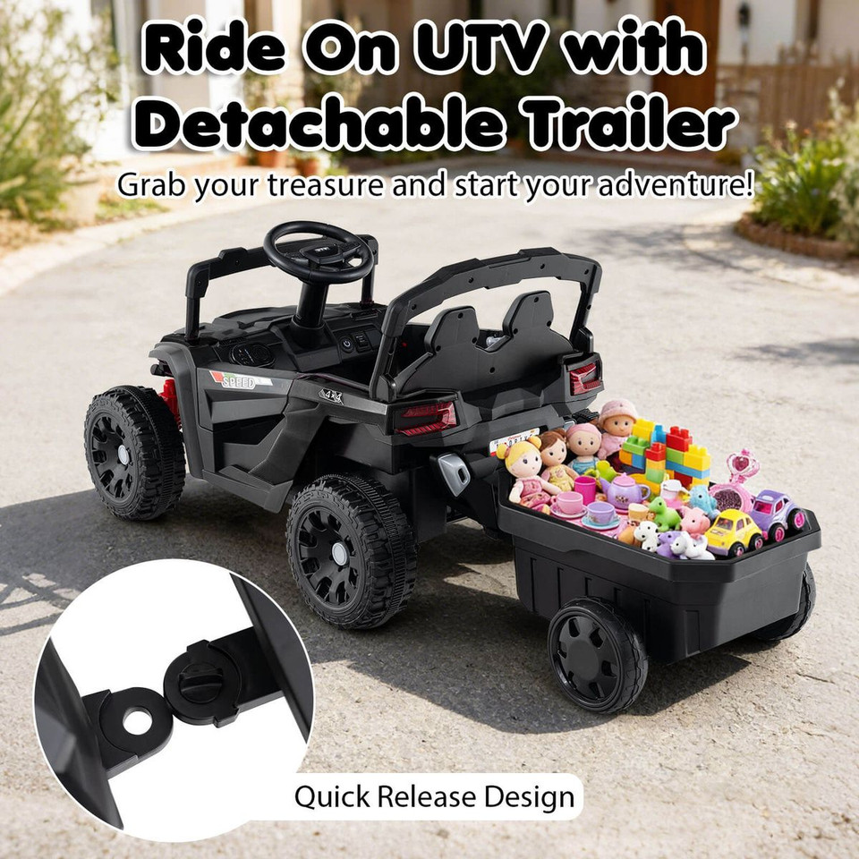 Kids' 12V Ride On UTV with Detachable Trailer product image