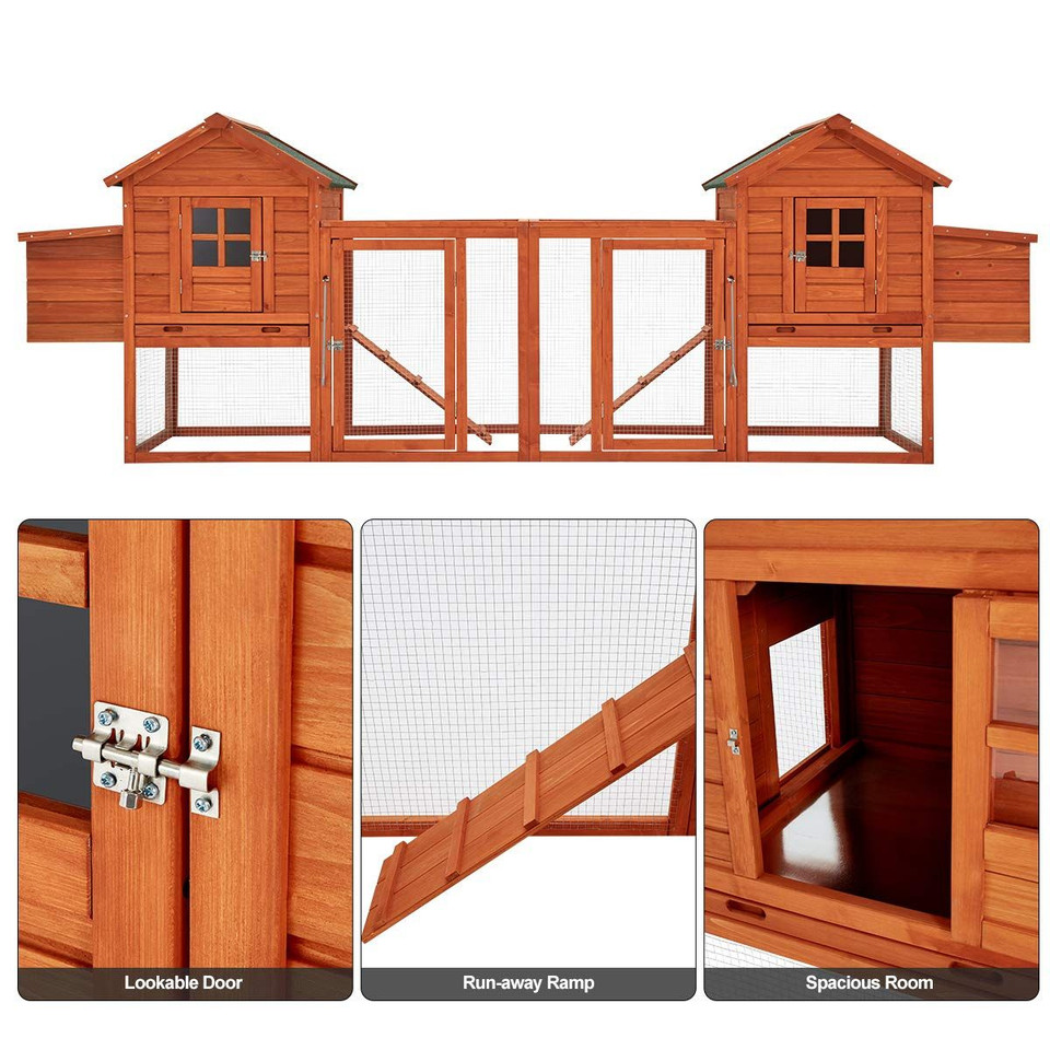 144” Large Wooden Chicken Coop with Ramps and Nesting Boxes product image
