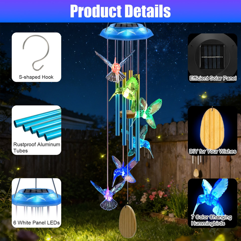 Solar Color-Changing Wind Chime product image