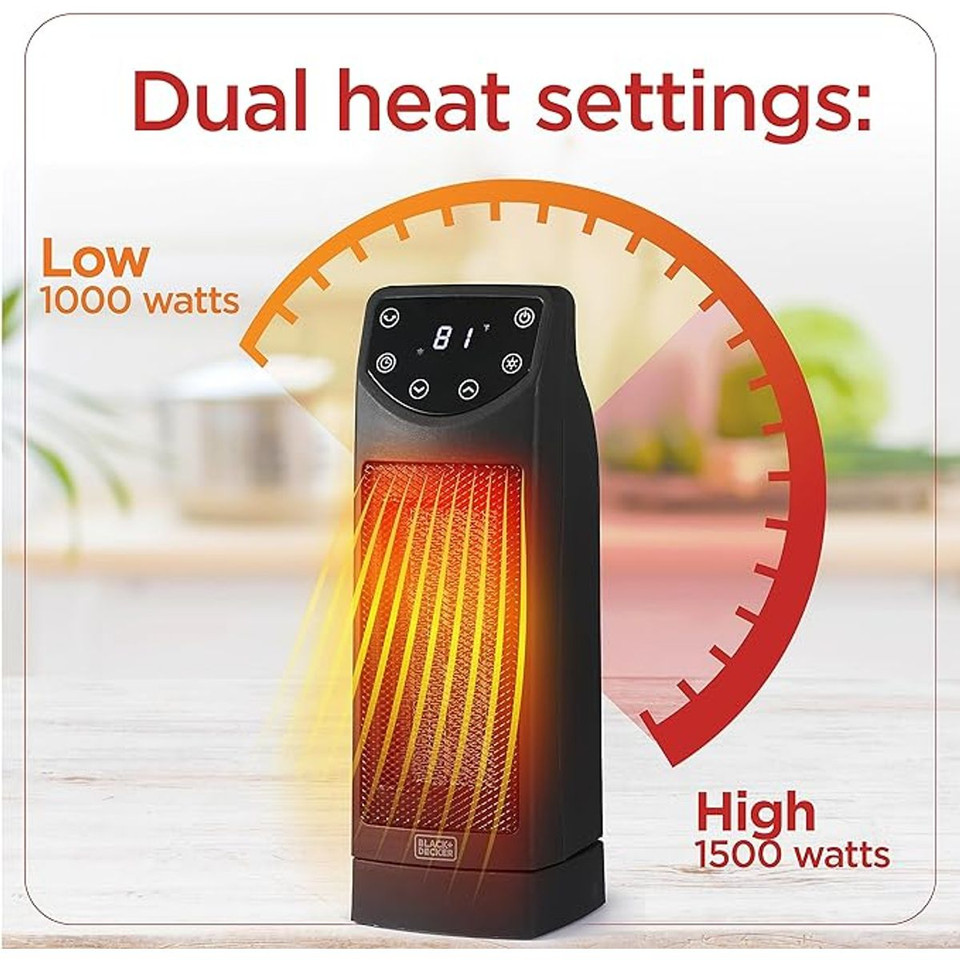 Black+Decker 1500W Oscillating Space Heater with Remote Control product image