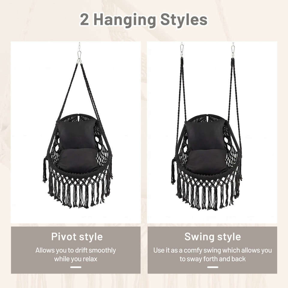 Macrame Swing Chair with Soft Cushions product image