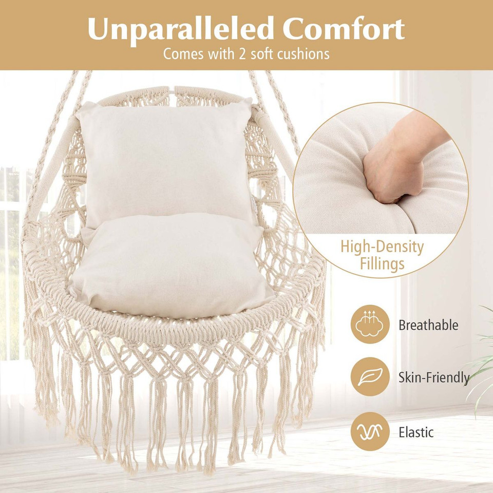 Macrame Swing Chair with Soft Cushions product image