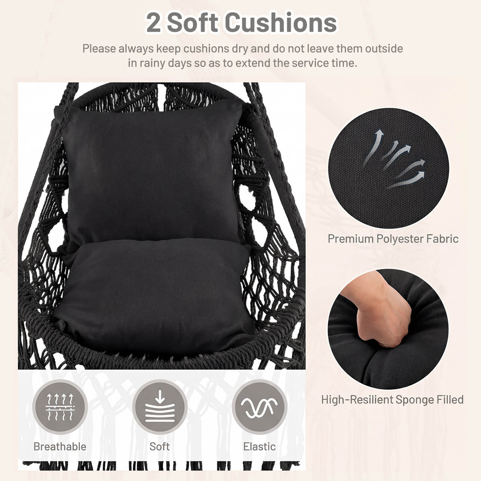 Macrame Swing Chair with Soft Cushions product image
