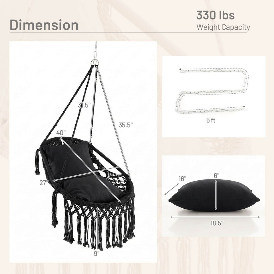 Macrame Swing Chair with Soft Cushions product image