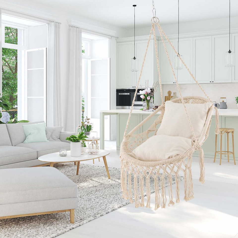 Macrame Swing Chair with Soft Cushions product image