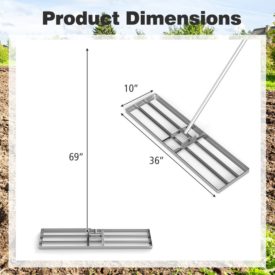 36” x 10” Lawn Leveling Rake with Non-Slip Handle product image